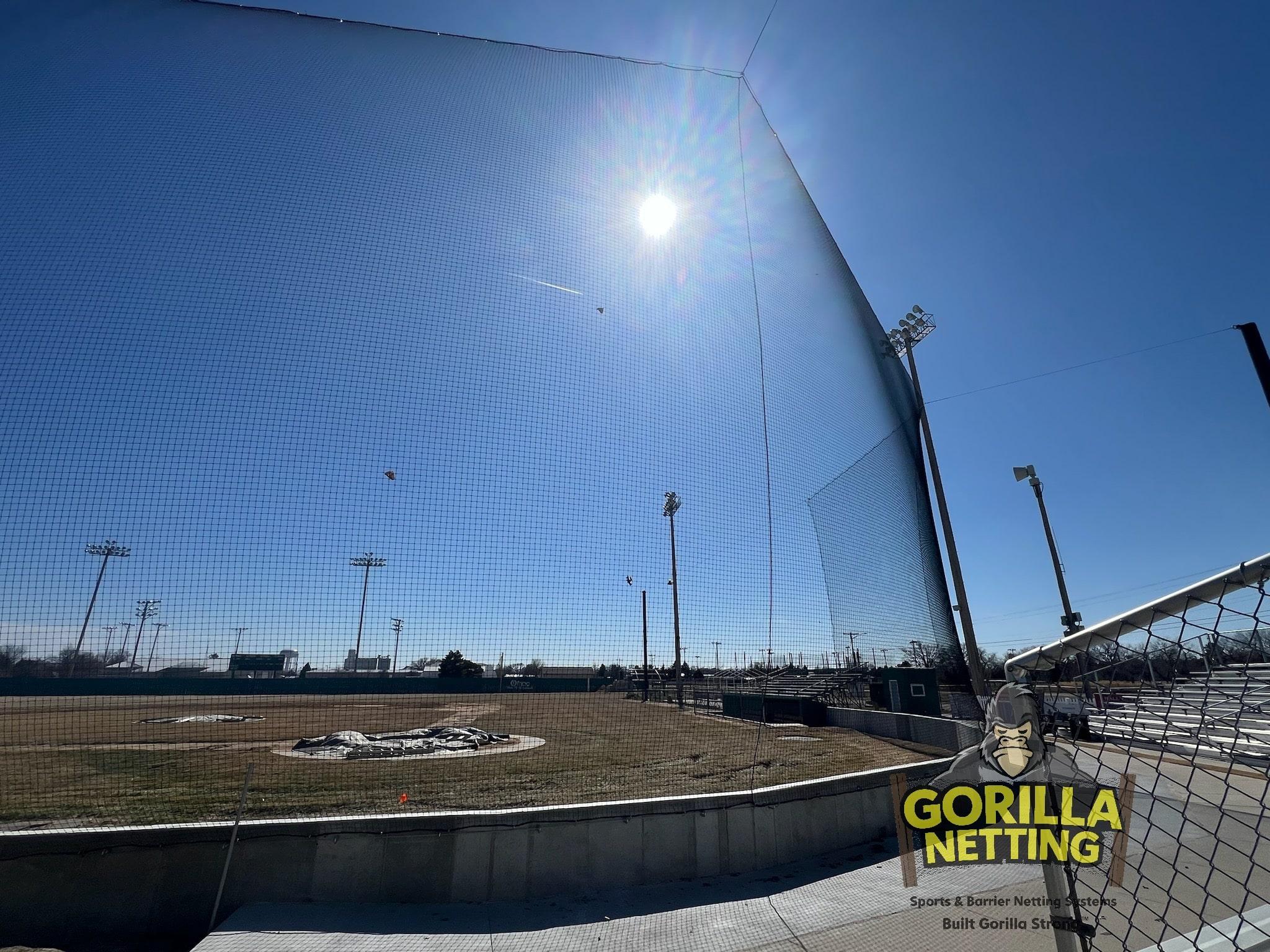 Cable Suspended Tie-Back Backstop Netting Installation at Bill Wood Field
