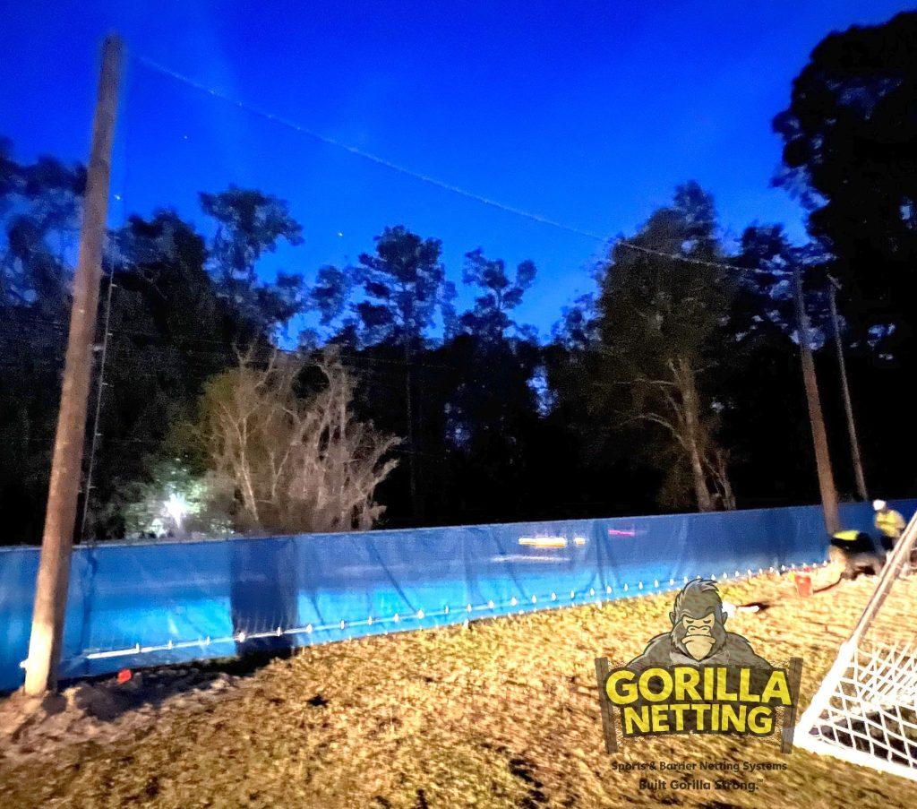 Soccer backstop and goal containment netting at Epiphany Catholic School