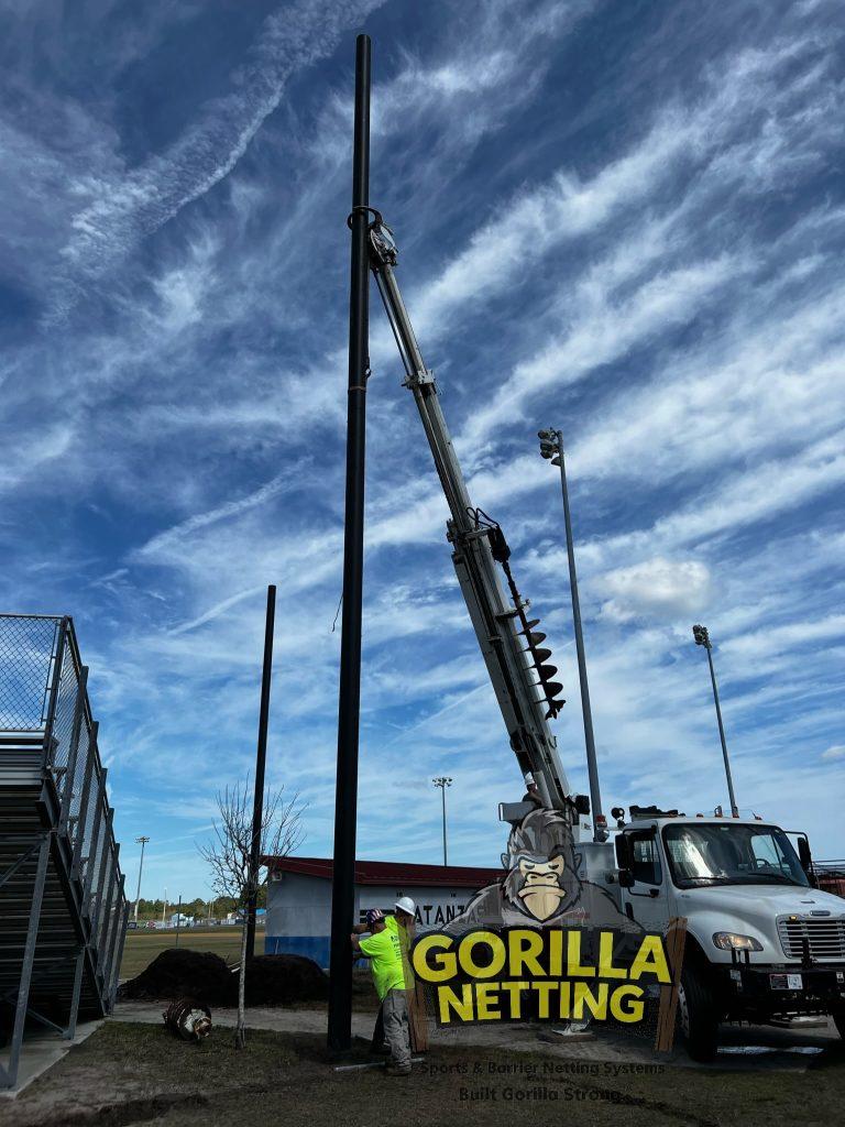 Pole installation in progress