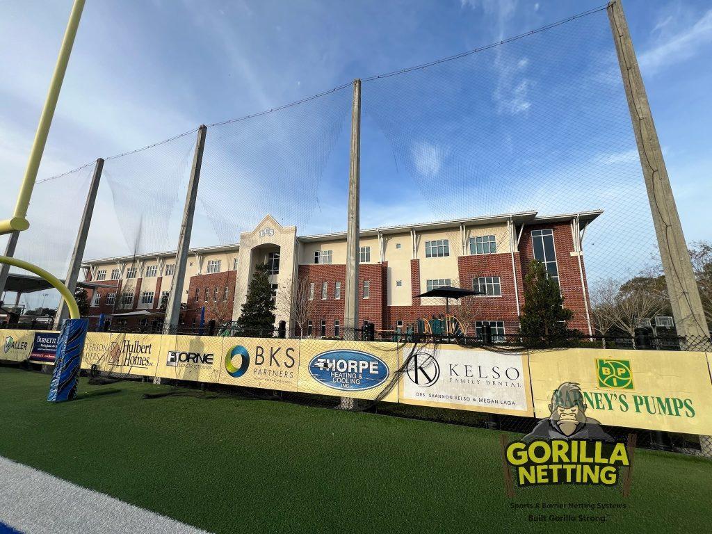 Multi-sport field backstop netting at Lakeland Christian School
